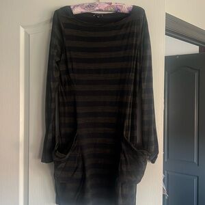 Black and dark green stripe Theory short dress